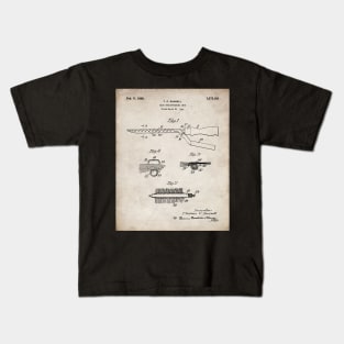 Curling Iron Patent - Hair Stylist Beauty School Art - Antique Kids T-Shirt